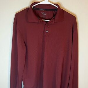 Van Heusen Men’s Large Maroon 1/4 Button Up Long Sleeve Shirt - pre owned